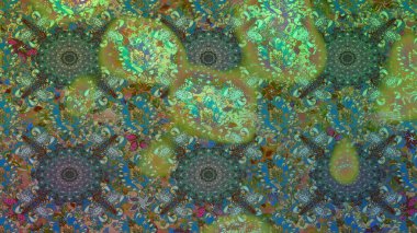 Vadinin yeşil ve mavi renkli çiçekleri. Raster dikişsiz çiçek deseni.