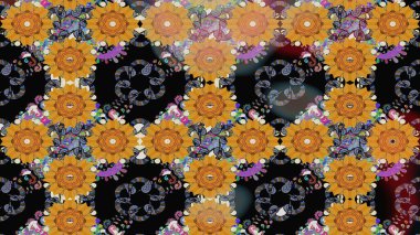 Raster illüstrasyonundaki çiçek desenli çizim. Suluboya tarzında siyah renkte çiçekler.