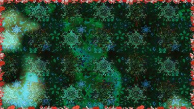 Gri ve yeşil renklerde güzel çiçekli ve yapraklı kusursuz desen, suluboya çiçek deseni, duvar kağıdı, kart ya da kumaş için fayanslı. Raster illüstrasyonu.