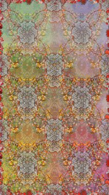 Düz Çiçek Elementleri Tasarımı. Kahverengi renkli çiçekler. Sevimli çiçek raster deseni. Renkli Yaz Temalı Kusursuz Arkaplan.