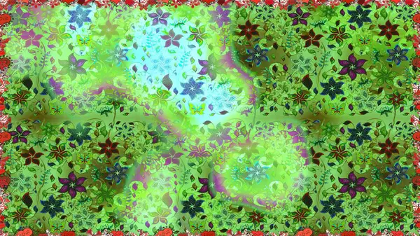 Küçük çiçekteki sevimli çiçek deseni. Yeşil ve nötr renkte çiçekler.