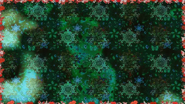 Gri ve yeşil renklerde güzel çiçekli ve yapraklı kusursuz desen, suluboya çiçek deseni, duvar kağıdı, kart ya da kumaş için fayanslı. Raster illüstrasyonu.