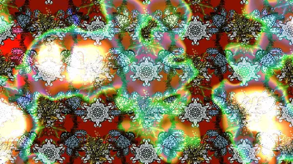 Desen, çizim, çiçek sınırı. Güzel, parlak, pürüzsüz kumaş, tuval. Çiçek çelengi. Kıvırcık, parlak örgü. Eski moda arka plan. Raster illüstrasyonu.