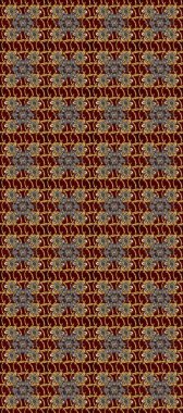 Raster illüstrasyonu. Kahverengi, kırmızı ve gri renklerde altın elementlerle klasik, pürüzsüz desen.