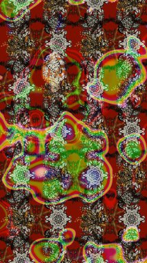 Raster illüstrasyonu. Çizim çiçek deseni duvar kâğıdı olarak kullanılabilir. Çiçekler kahverengi, kırmızı ve gri renklerde.