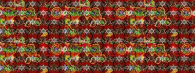 Güzel kumaş deseni. Raster suluboya çiçek deseni, narin çiçekler, kahverengi, kırmızı ve yeşil çiçekler, tebrik kartı şablonu.