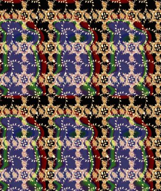 3D çiçekler, eskiz. Raster illüstrasyonu. Menekşe, siyah ve bej renkler.