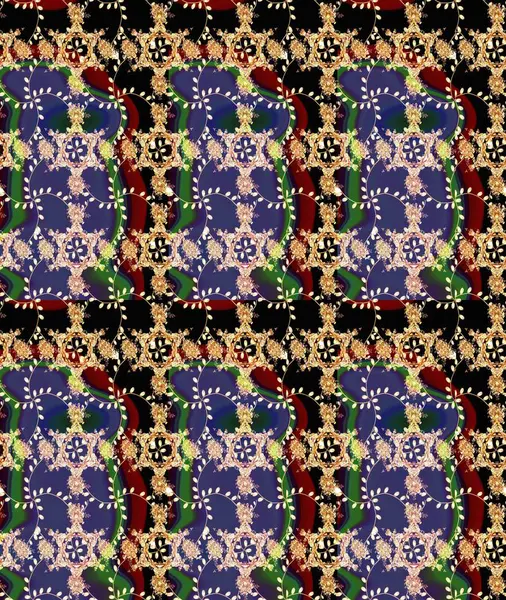 3D çiçekler, eskiz. Raster illüstrasyonu. Menekşe, siyah ve bej renkler.