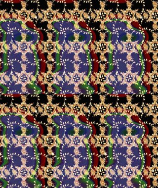 3D çiçekler, eskiz. Raster illüstrasyonu. Menekşe, siyah ve bej renkler.