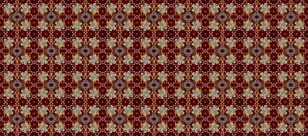 Kusursuz klasik altın desen. Raster geleneksel oryantasyon süsü. Kahverengi, kırmızı ve bej renklerde altın desenli altın elementler.