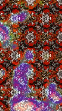 Çiçekli çiçek deseni, suluboya. Süslü kumaş deseni. Raster deseni.