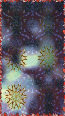 Ultraviyole kumaş deseni. Organik motif arka planı. Raster illüstrasyonu. Kusursuz desen.