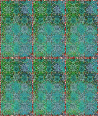 Renkli Bahar Temalı Kusursuz Arkaplan. Raster illüstrasyonunda kusursuz çiçek deseni. Düz Çiçek Elementleri Tasarımı. Yeşil renkte çiçekler.