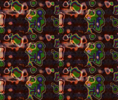 Kahverengi, yeşil ve gri renklerde Asya tekstili. Suluboya çiçekli çiçek deseni. Raster illüstrasyonu.