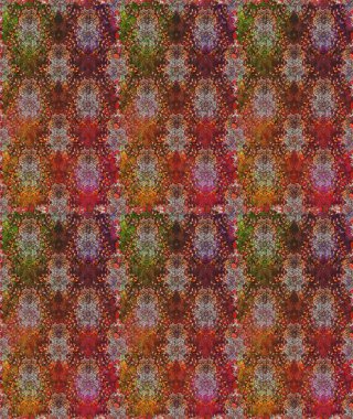 Raster. Kahverengi ve kırmızı renklerde güzel çiçeklerle kusursuz desen, suluboya çiçek deseni, duvar kağıdı, kart veya kumaş için fayanslı.
