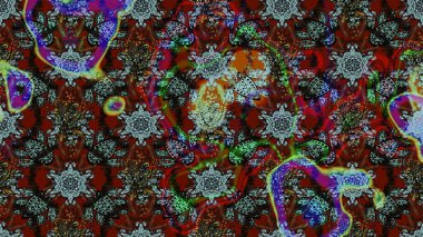 Raster çiçek izi. Raster Yumuşak kumaş deseni. Klasik taslak çizimi. Çiçek kahverengi, gri ve kırmızı çizim deseni.