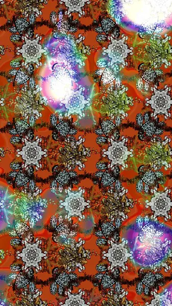 Raster illüstrasyonundaki çiçek desenli çizim. Çiçekler suluboya tarzında kahverengi, nötr ve turuncu renklerde.