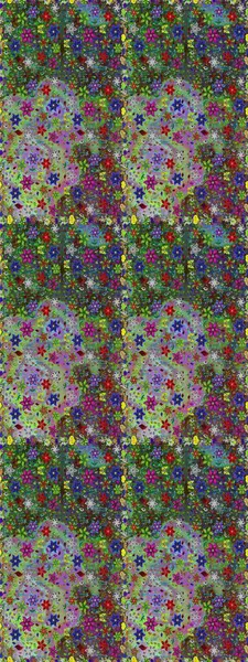 Çiçeksiz desenli, suluboya elle çizilmiş elementler. Parlak renkli fantezi çiçekleri, yapraklar, yeşil ve kahverengi renkli tomurcuklar yeşil ve kahverengi.