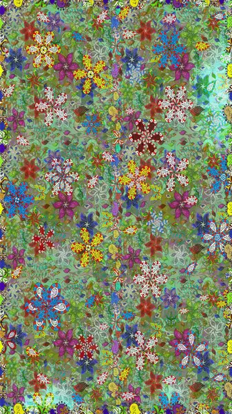 Yeşil ve nötr renklerde çiçekler. Raster düz çiçekleri pürüzsüz desen. Tasarım hediye paketi, tebrik kartları, posterler ve afiş tasarımı.