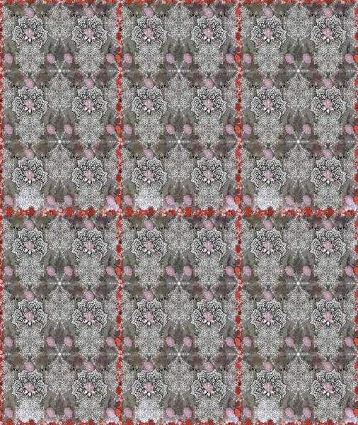 Renkli Yaz Temalı Kusursuz Arkaplan. Gri ve nötr renkte çiçekler. Düz Çiçek Elementleri Tasarımı. Raster illüstrasyonunda kusursuz çiçek deseni.