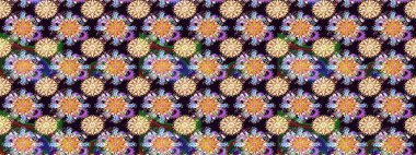 El çizimi Raster çizimi. Çizim çiçek deseni duvar kağıdı, web sitesi arka planı, ambalaj kağıdı, davetiye, broşür, afiş veya web sitesi için kullanılabilir. Parlak elementlerin.