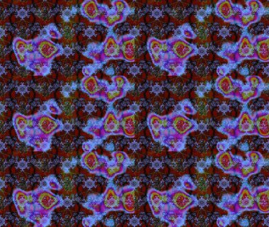 Düz Çiçek Elementleri Tasarımı. Sevimli çiçek raster deseni. Sketch Colour Spring Theme eskiz kalıbı. Mor, kahverengi ve mavi renkte çiçekler.