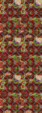 Renkli Yaz Temalı eskiz kalıbı. Çiçekler kırmızı, kahverengi ve gri renklerde. Raster Illustrasyon 'daki Çiçek Deseni' nin son moda çizimi. Düz Çiçek Elementleri Tasarımı.