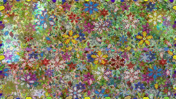 Zentangle soyut çiçekleri. Renkli Bahar Temalı Kusursuz Arkaplan. Karalama çiçeği. Düz Çiçek Elementleri Tasarımı. Güzel kumaş deseni. Raster illüstrasyonu.