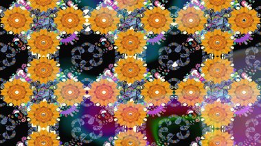 Raster stili kumaş deseni. Çiçekler suluboya çizim deseni.