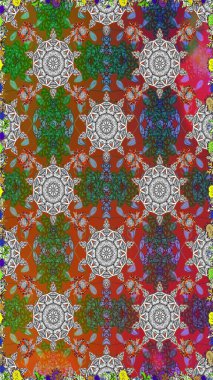 Raster - stok. Kahverengi ve gri çiçekli kusursuz desen, suluboya çiçek deseni, sevimli çiçek, duvar kağıdı, kart veya kumaş için fayanslı.