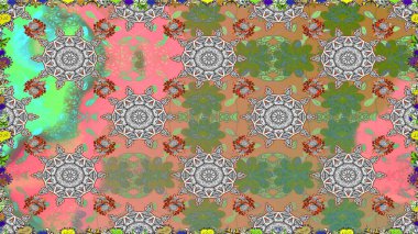 Çiçekli zambaklar kusursuz bir arka plan. Parlak çiçekli kolaj çiçekleri gri ve yeşil. Çiçek tasarımı için inanılmaz kolaj cennet tarzı..