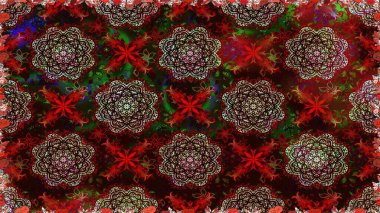 Düz Çiçek Elementleri Tasarımı. Kahverengi ve kırmızı renkte çiçekler. Sevimli çiçek raster deseni. Renkli Yaz Temalı Kusursuz Arkaplan.