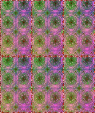 Arkaplan dokusu, duvar kağıdı, yeşil ve pembe renkli çiçek teması. Kabile sanatı boho baskısı, klasik çiçek arkaplanı. Soyut etnik raster pürüzsüz desen.