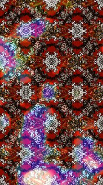 Çiçekler kahverengi, kırmızı ve gri renklerde. Raster illüstrasyonunda çiçek deseni çizimi.