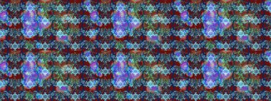 Mavi, kahverengi ve kırmızı renkte çiçekler. Kumaş desenli papatya çiçekleri ayrıntıları.