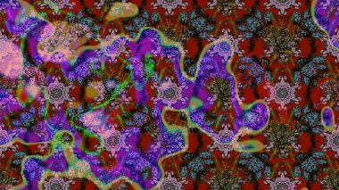 Çiçekli çiçek deseni, suluboya. Düz Çiçek Elementleri Tasarımı. Raster illüstrasyonu. Renkli Bahar Teması eskiz kalıbı. Kahverengi, kırmızı ve nötr renkte çiçekler.