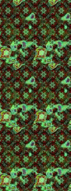 Tekstil tasarımı için geleneksel Raster çiçek buketi yeşil, kahverengi ve siyah renklerde. Üzerinde gelincikler ve vadi zambakları olan renkli çiçek desenli nakış..