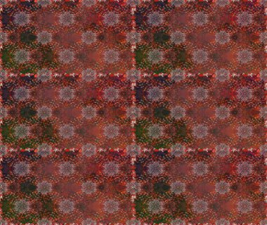 Çiçeksiz desenli, suluboya elle çizilmiş elementler. Parlak renkli fantezi çiçekleri, yapraklar, kahverengi renkli tomurcuklar, kahverengi.