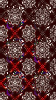 Kahverengi renkte çok kahverengi, zarif küçük çiçekler ve komik böcekler, raster desen, illüstrasyon.