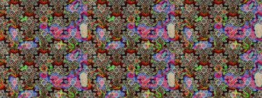 Şirin çiçek elementleri. Robot resim. Raster illüstrasyonu. Gri renkli çiçekler.