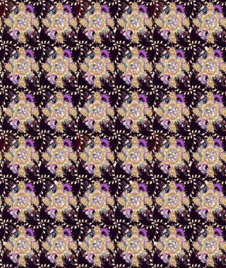 Düz Çiçek Elementleri Tasarımı. Renkli Bahar Teması eskiz kalıbı. Raster illüstrasyonu. Taslak desenli, modaya uygun kumaş deseni. Şirin çiçek elementleri..