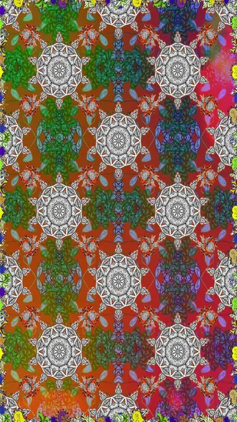 Raster - stok. Kahverengi ve gri çiçekli kusursuz desen, suluboya çiçek deseni, sevimli çiçek, duvar kağıdı, kart veya kumaş için fayanslı.