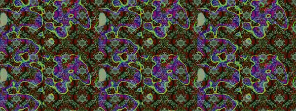 Raster illüstrasyonu. Yeşil, gri ve kahverengi renkli Asya tekstili. Suluboya çiçekli çiçek deseni.