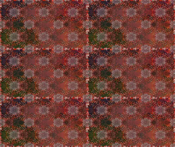 Çiçeksiz desenli, suluboya elle çizilmiş elementler. Parlak renkli fantezi çiçekleri, yapraklar, kahverengi renkli tomurcuklar, kahverengi.