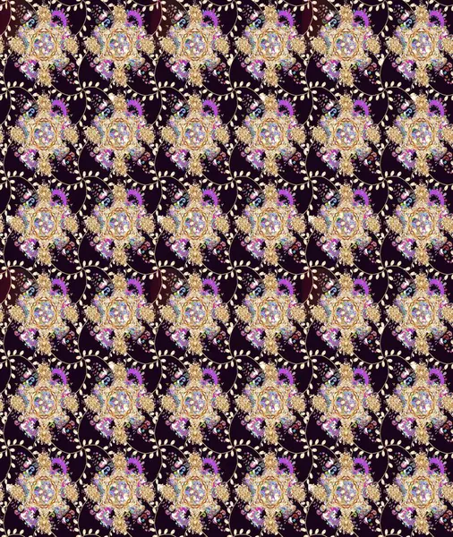 Düz Çiçek Elementleri Tasarımı. Renkli Bahar Teması eskiz kalıbı. Raster illüstrasyonu. Taslak desenli, modaya uygun kumaş deseni. Şirin çiçek elementleri..