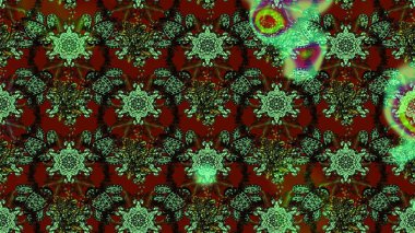 Çiçekli karalama şeklinde Raster çiçek deseni. Yeşil, siyah ve kahverengi renkte çiçekler. Yumuşak, yaz çiçekli arka plan.