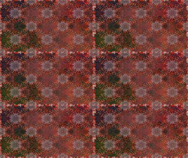 Çiçeksiz desenli, suluboya elle çizilmiş elementler. Parlak renkli fantezi çiçekleri, yapraklar, kahverengi renkli tomurcuklar, kahverengi.