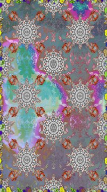 Tekstil, kumaş, ambalaj, hatıra defteri için hoş bir çiçek arkaplanı. El çizimi çiçekli, pürüzsüz bir desen. Gri ve nötr arkaplanda. Çocuksu tasarım.