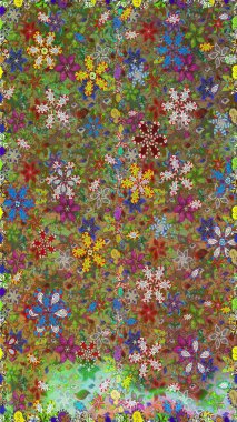 Suluboya, elle çizilmiş. Kusursuz bir arka plan modeli. Vadinin çiçekleri kahverengi ve yeşil renklerde. Raster - stok.