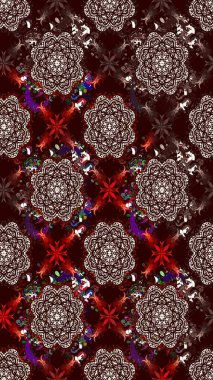 Kahverengi renkte çok kahverengi, zarif küçük çiçekler ve komik böcekler, raster desen, illüstrasyon.